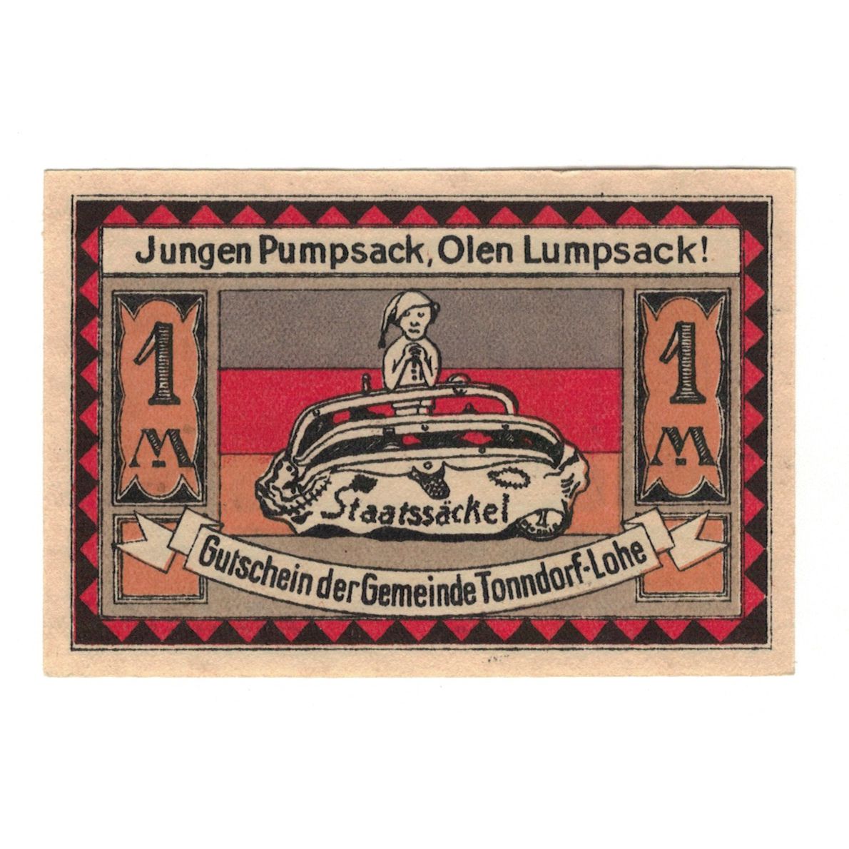 Banknote, Germany, Tonndorf Lohe Gemeinde, 1 Mark, personnage, 1921, 1921-03-30