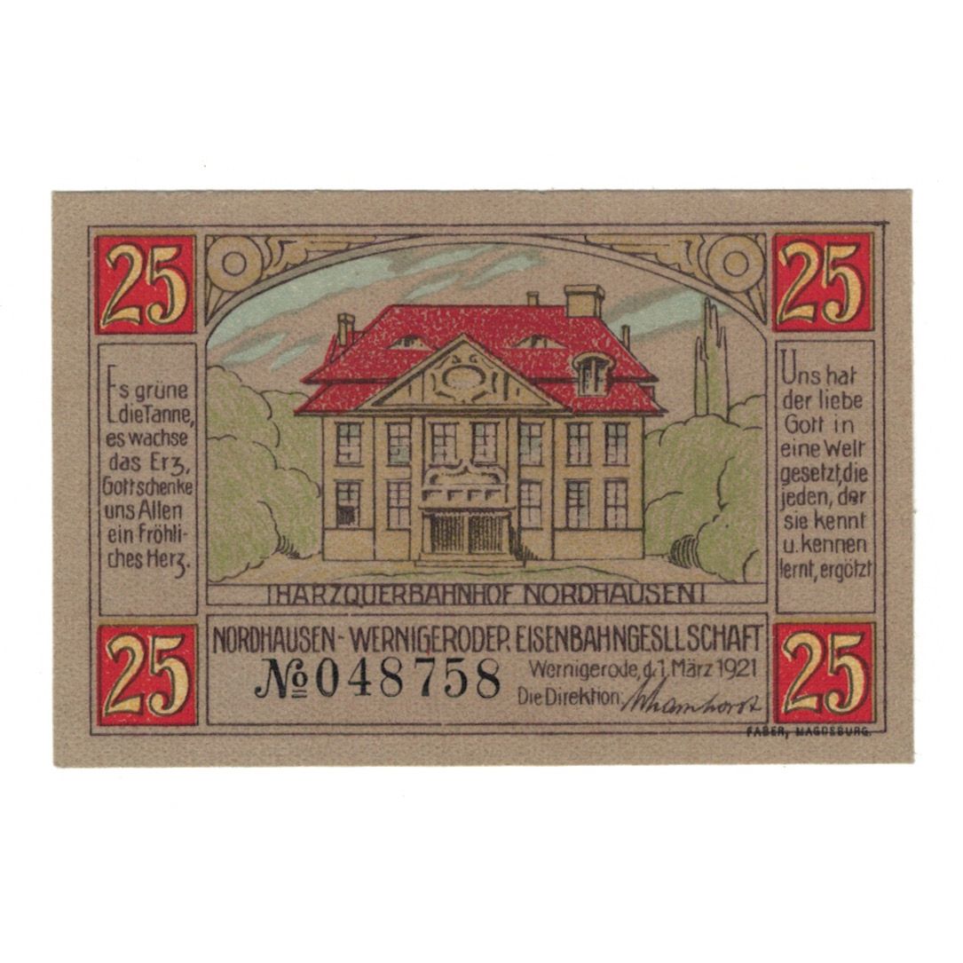 Billete, Alemania, Wernigerode Nordhausen-Wernigeroder Eisenbahngesellschaft, 25