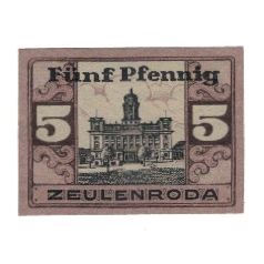 Billete, Alemania, Zeulenroda Stadt, 5 Pfennig, Batiment, 1920, 1920-01-01, EBC
