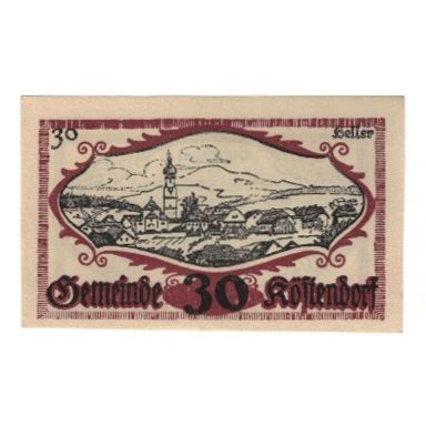 Billete, Austria, Köstendorf Sbg. Gemeinde, 30 Heller, Texte, 1920, 1920-10-01