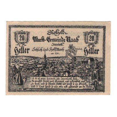 Billete, Austria, Raab O.Ö. Marktgemeinde, 20 Heller, Texte, 1920, 1920-02-26