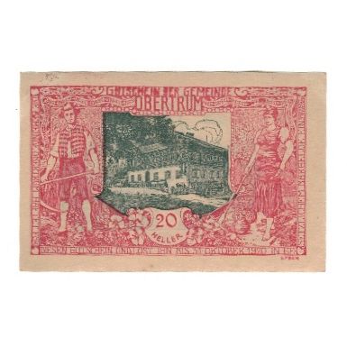 Billete, Austria, Obertrum Sbg. Gemeinde, 20 Heller, Batiment, 1920, 1920-10-31