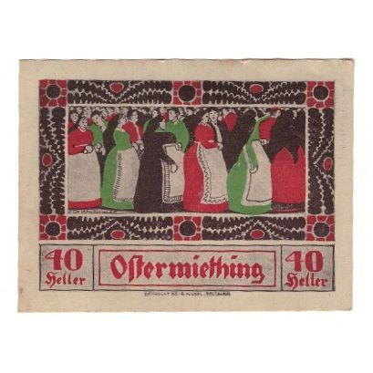 Billete, Austria, Ostermiething O.Ö. Gemeinde, 40 Heller, personnage, 1920