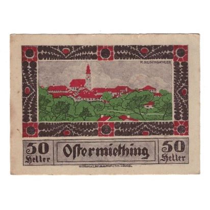 Billete, Austria, Ostermiething O.Ö. Gemeinde, 50 Heller, paysage, 1920