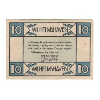 [#322622] Billet, Allemagne, Wilhelmshaven Stadt, 10 Pfennig, Blason, 1920, 1920