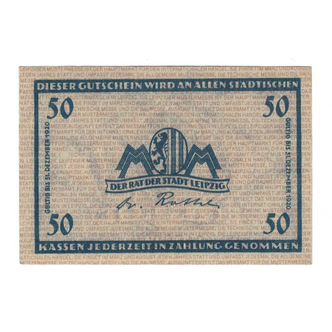 Billete, Alemania, Leipzig Stadt, 50 Pfennig, valeur faciale, 1920, 1920-12-31