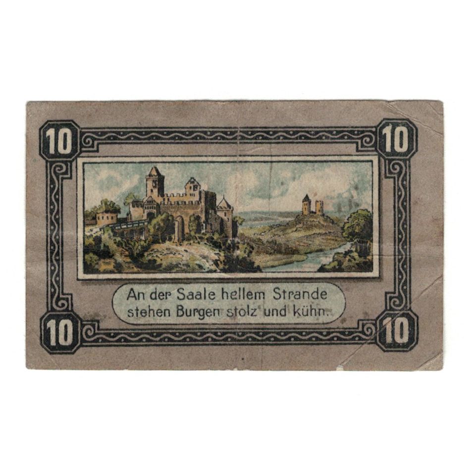 Banknote, Germany, Kösen Bad Stadt, 10 Pfennig, paysage, 1918, 1918-07-09