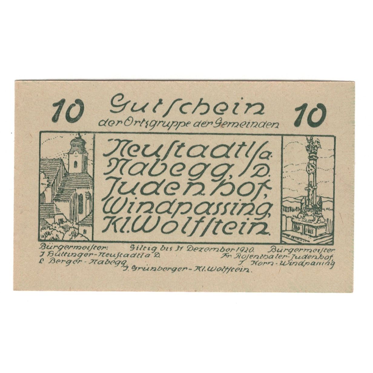Billete, Austria, Neustadtl A/D, Nabegg, Judenhof, Windpassing, Kl. Wolfstein