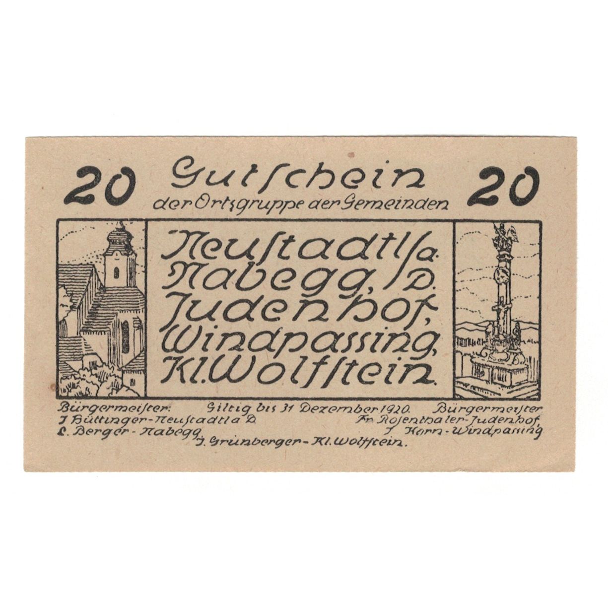 Billete, Austria, Neustadtl A/D, Nabegg, Judenhof, Windpassing, Kl. Wolfstein
