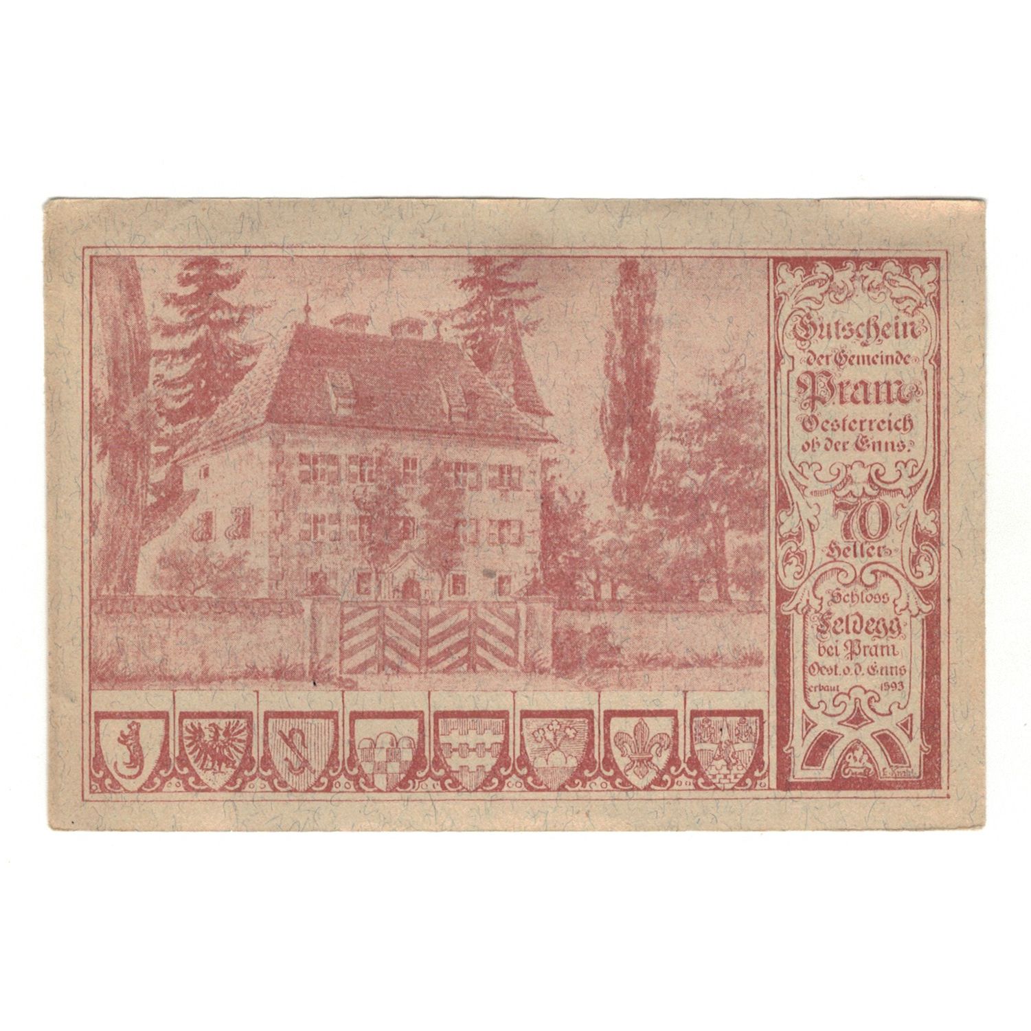 Billete, Austria, Pram O.Ö. Gemeinde, 70 Heller, texte 1, 1920, 1920-12-31