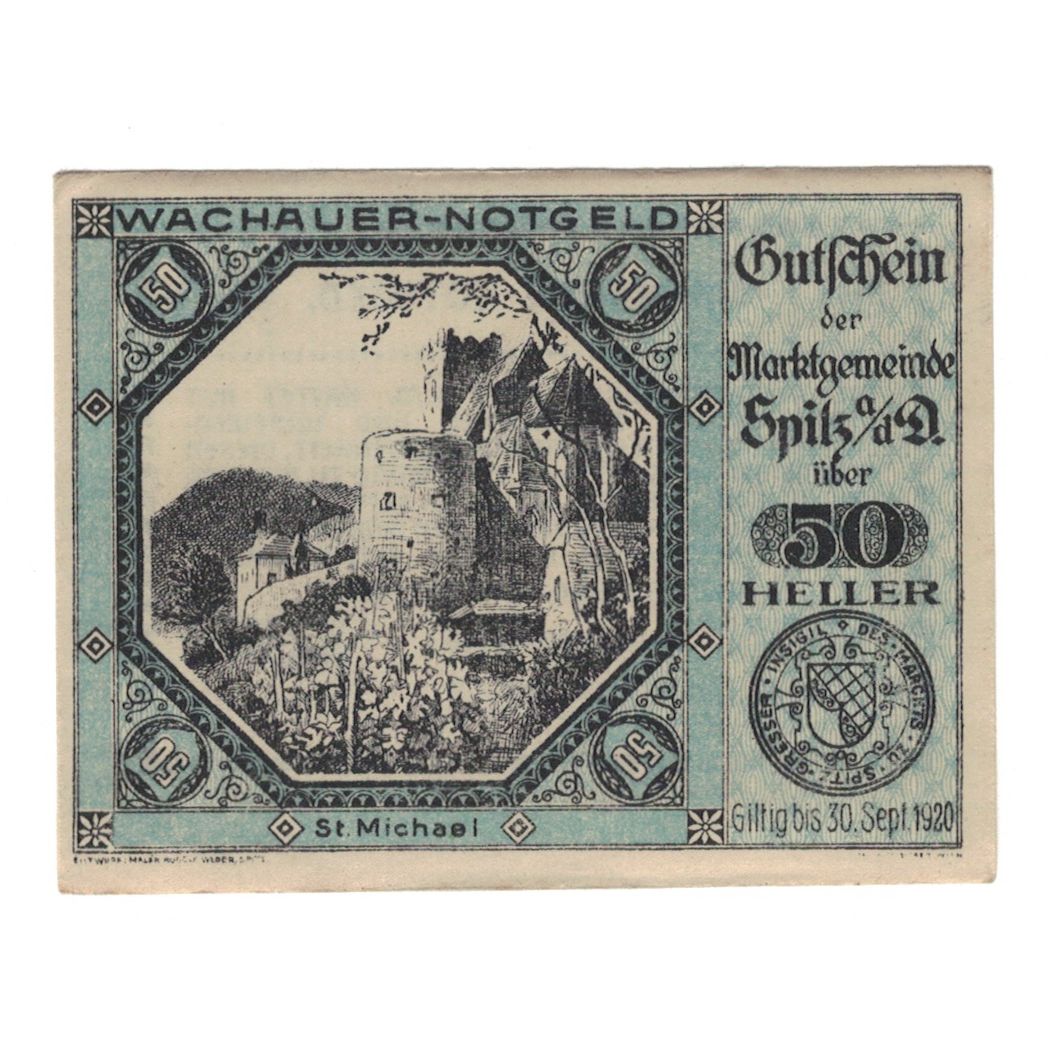 Billete, Austria, Wachauer Notgeld St. Michael N.Ö. Gemeinde, 50 Heller, Texte