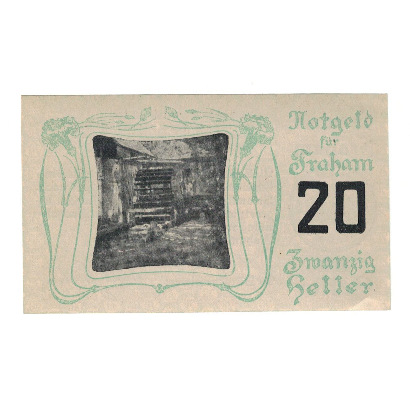Billete, Austria, Fraham O.Ö. Gemeinde, 20 Heller, texte 1, 1920, 1920-05-15
