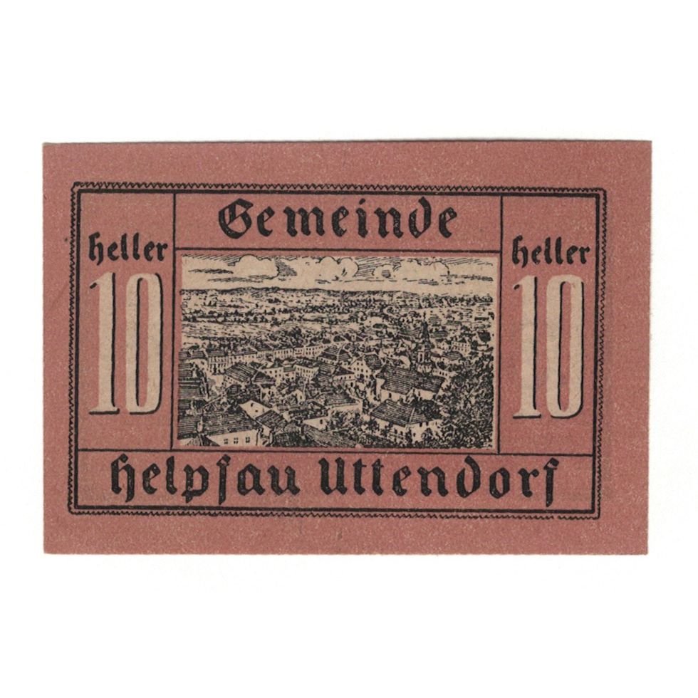 Billete, Austria, Helpfau - Uttendorf O.Ö. Gemeinde, 10 Heller, paysage, 1920