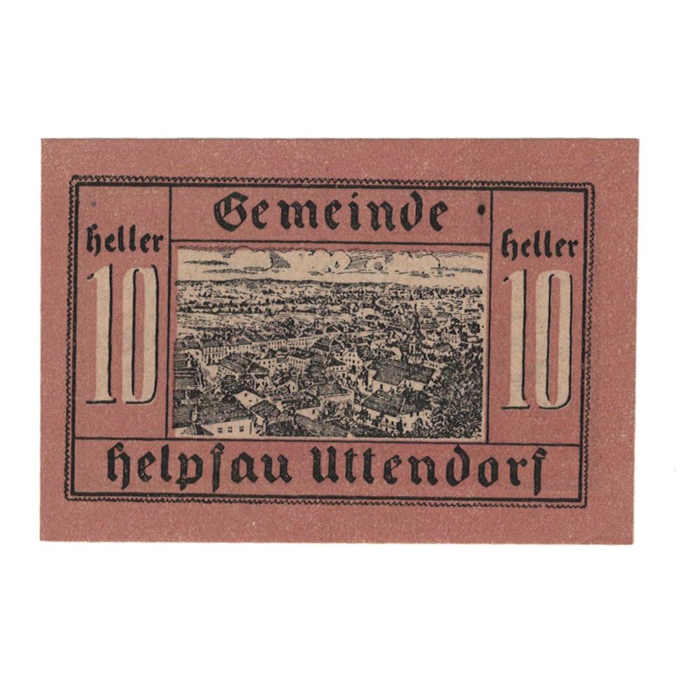 Billete, Austria, Helpfau - Uttendorf O.Ö. Gemeinde, 10 Heller, paysage 1