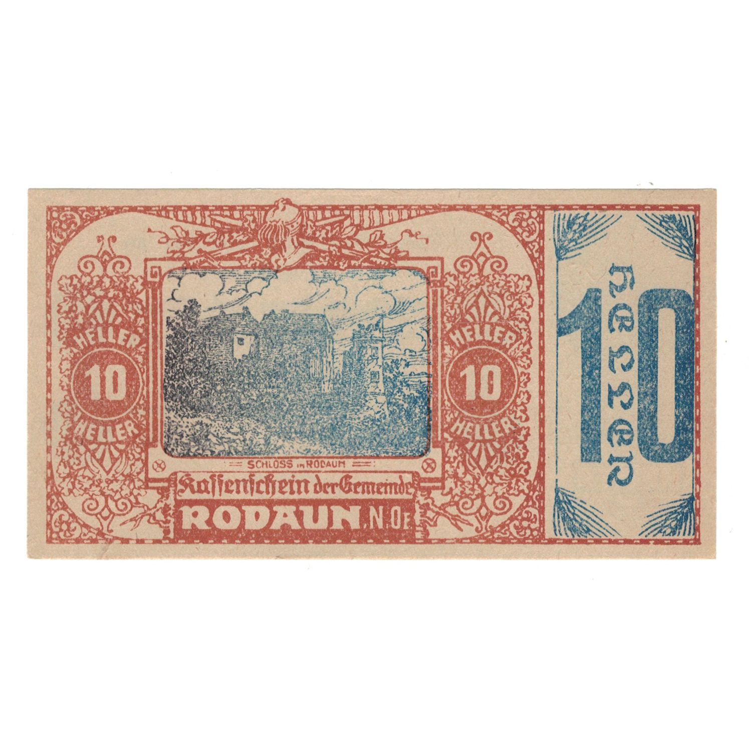 Billete, Austria, Rodaun N.Ö. Gemeinde, 10 Heller, texte 1, EBC, Mehl:FS 840II