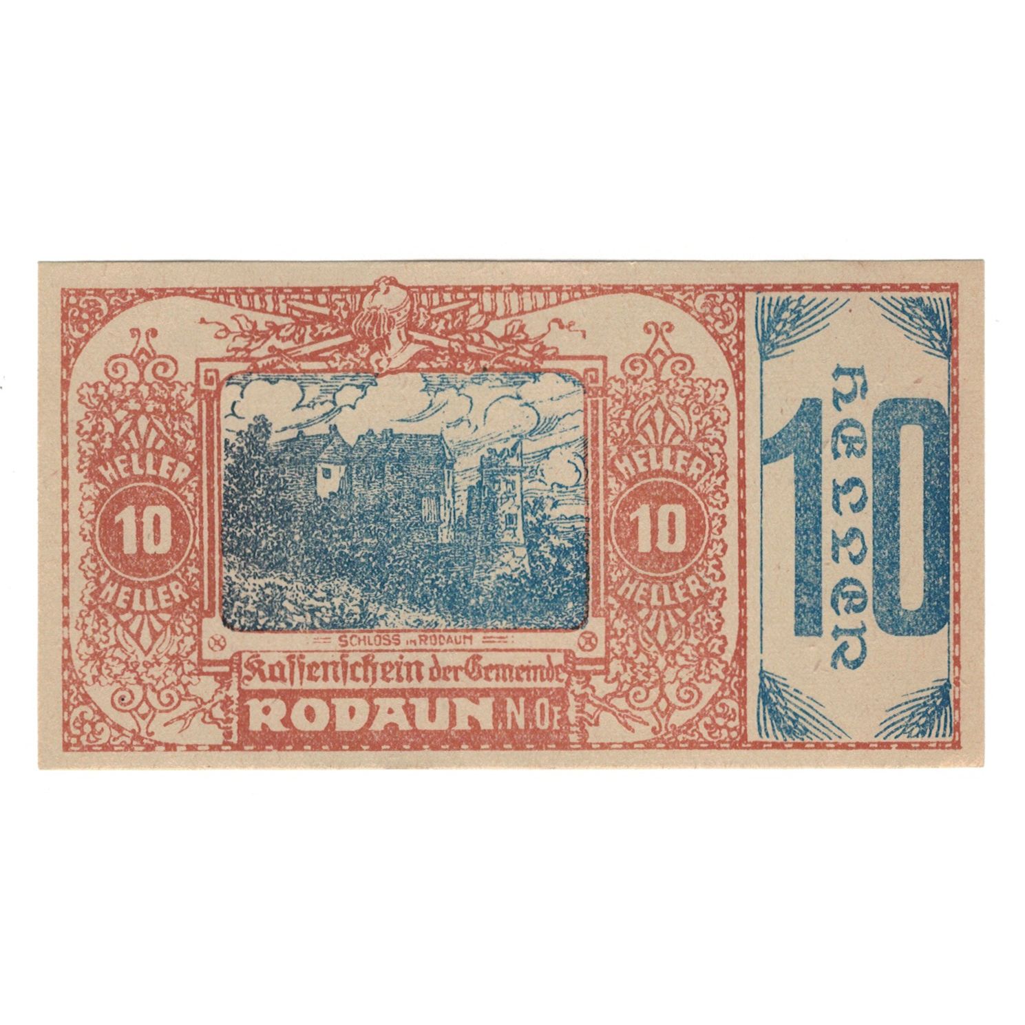 Billete, Austria, Rodaun N.Ö. Gemeinde, 10 Heller, Texte 2, EBC, Mehl:FS 840II