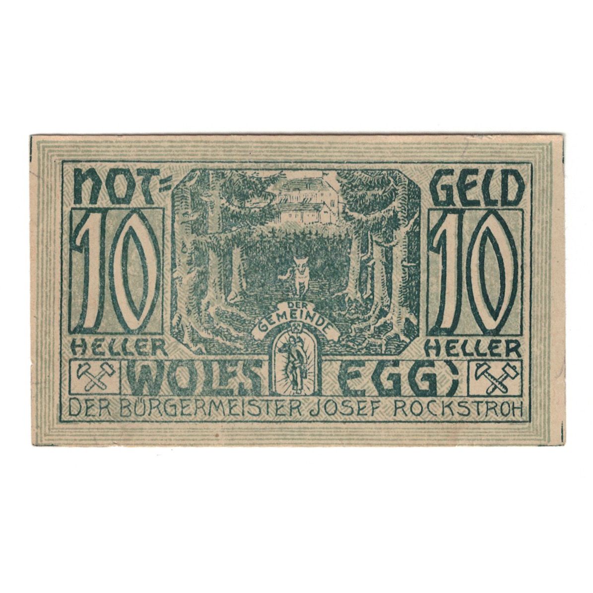 Billete, Austria, Wolfsegg O.Ö. Gemeinde, 10 Heller, Texte, 1922, 1922-01-01