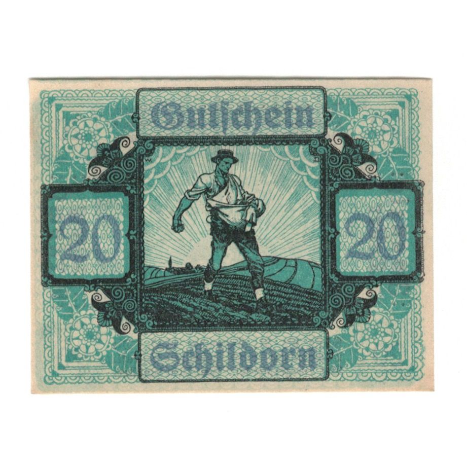 Billete, Austria, Schildorn O.Ö. Gemeinde, 20 Heller, Texte, 1920, 1920-12-31