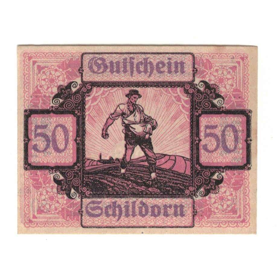 Billete, Austria, Schildorn O.Ö. Gemeinde, 50 Heller, texte 1, 1920