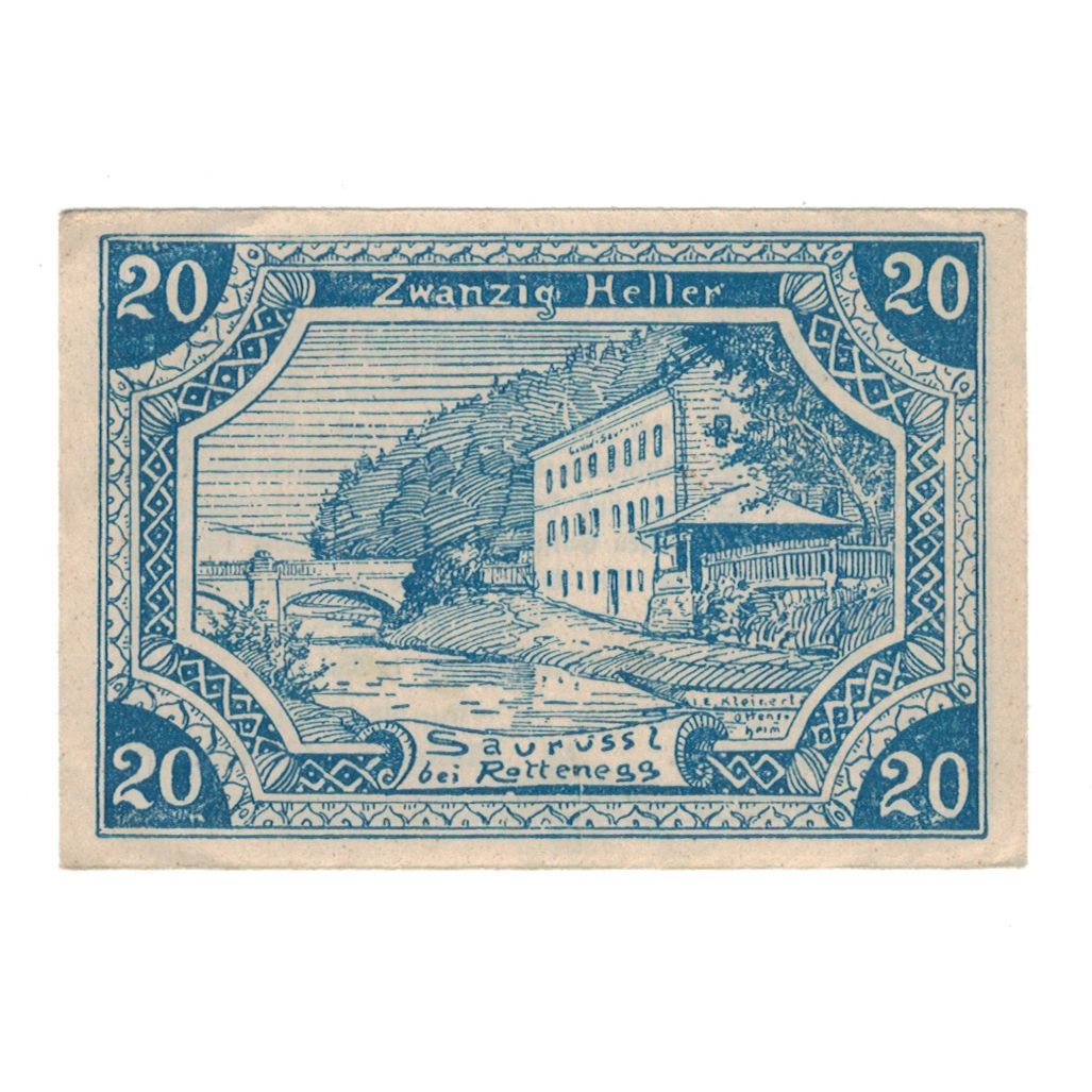 Billete, Austria, St. Gotthard O.Ö. Gemeinde, 20 Heller, texte 1, 1920