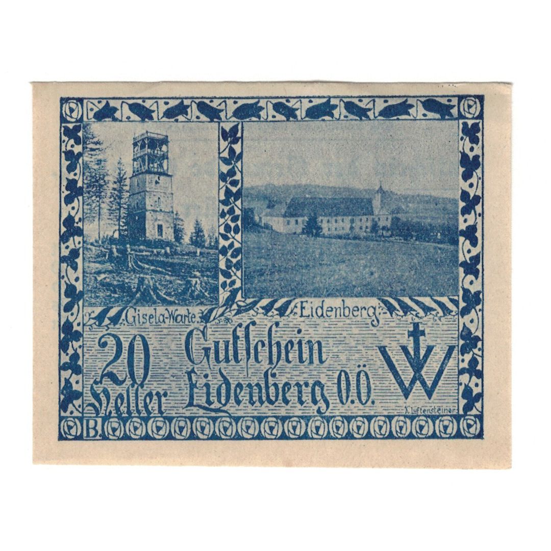 Billete, Austria, Eidenberg O.Ö. Gemeinde, 20 Heller, Texte, 1921, 1921-01-31