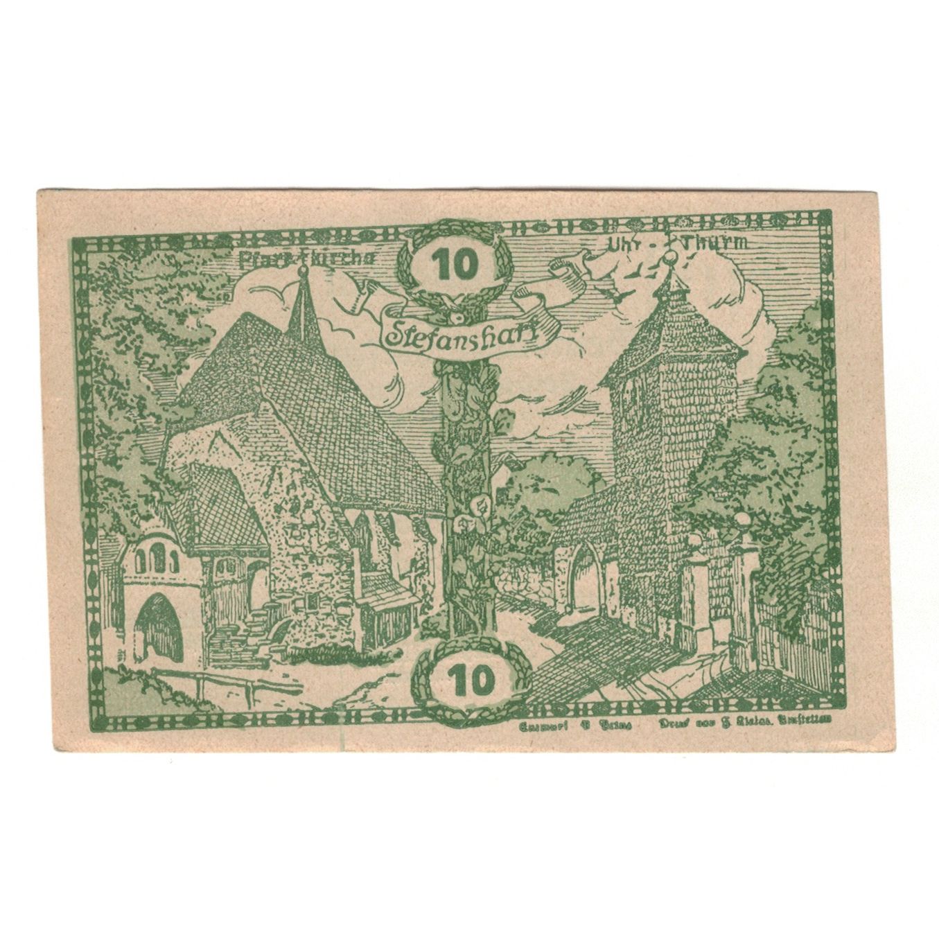 Billete, Austria, Stefanshart Bezirk Amstetten N.Ö. Gemeinde, 10 Heller, texte