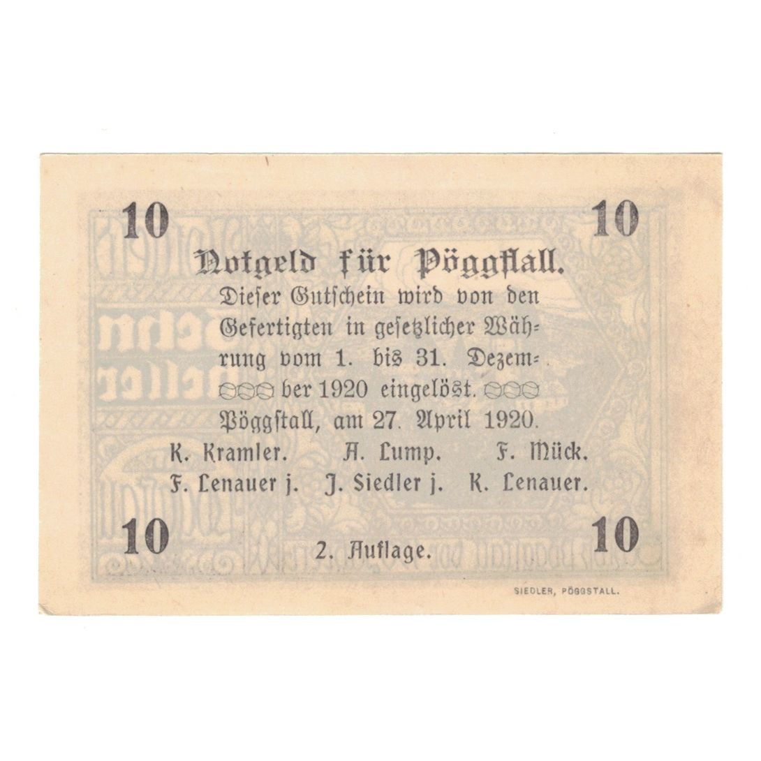 Billete, Austria, Pöggstall N.Ö. Prv. K Kramler A Lump F Mück, 10 Heller
