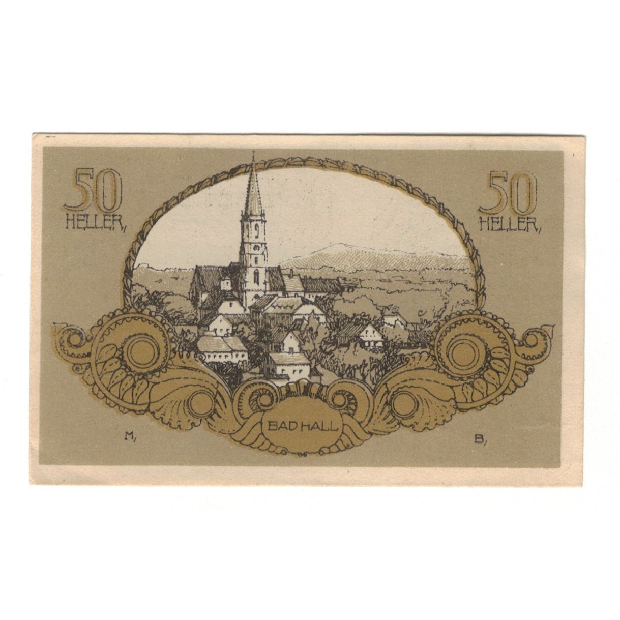 Billete, Austria, Bad Hall O.Ö. Gemeinde, 50 Heller, village, 1920, 1920-12-31