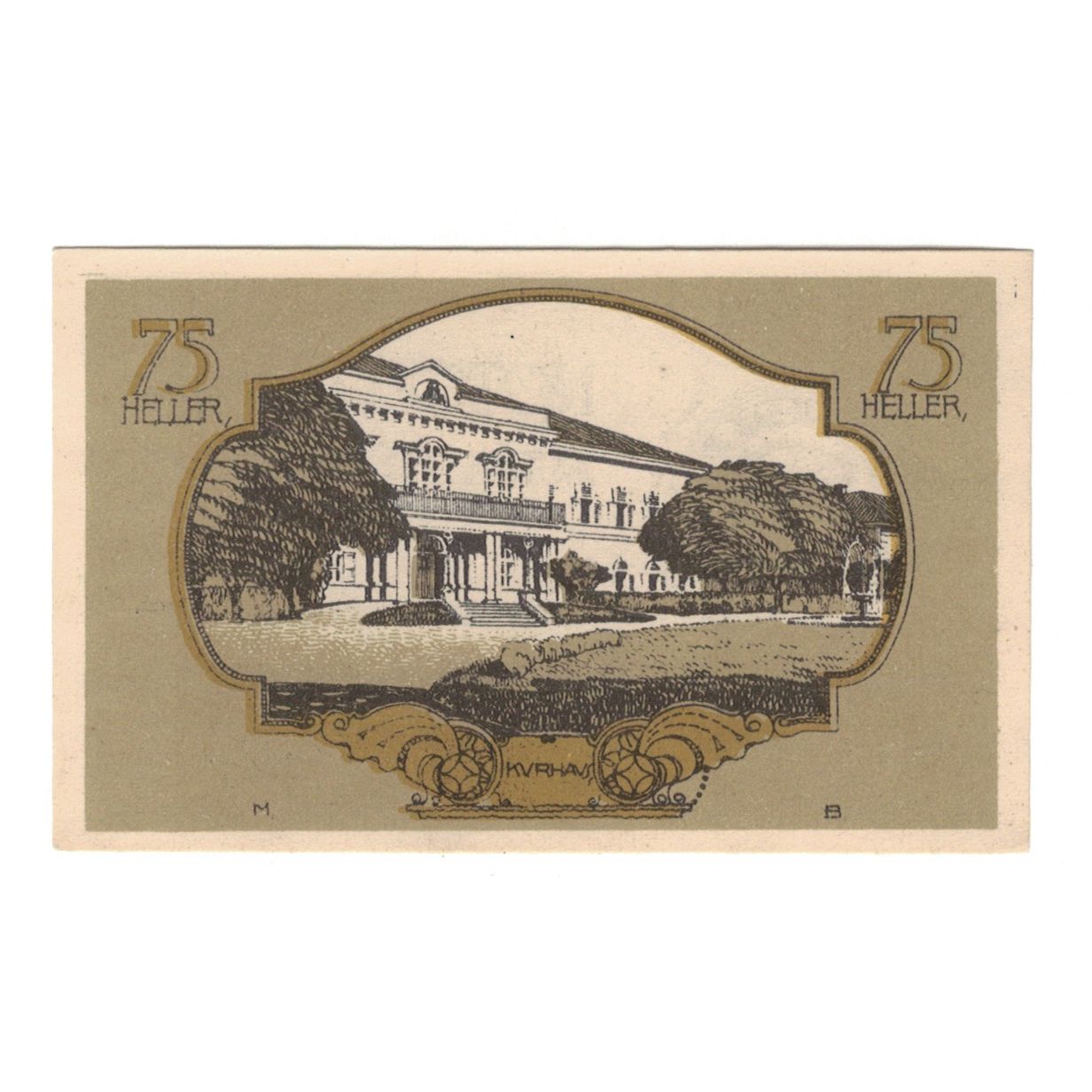 Billete, Austria, Bad Hall O.Ö. Gemeinde, 75 Heller, Batiment, 1920
