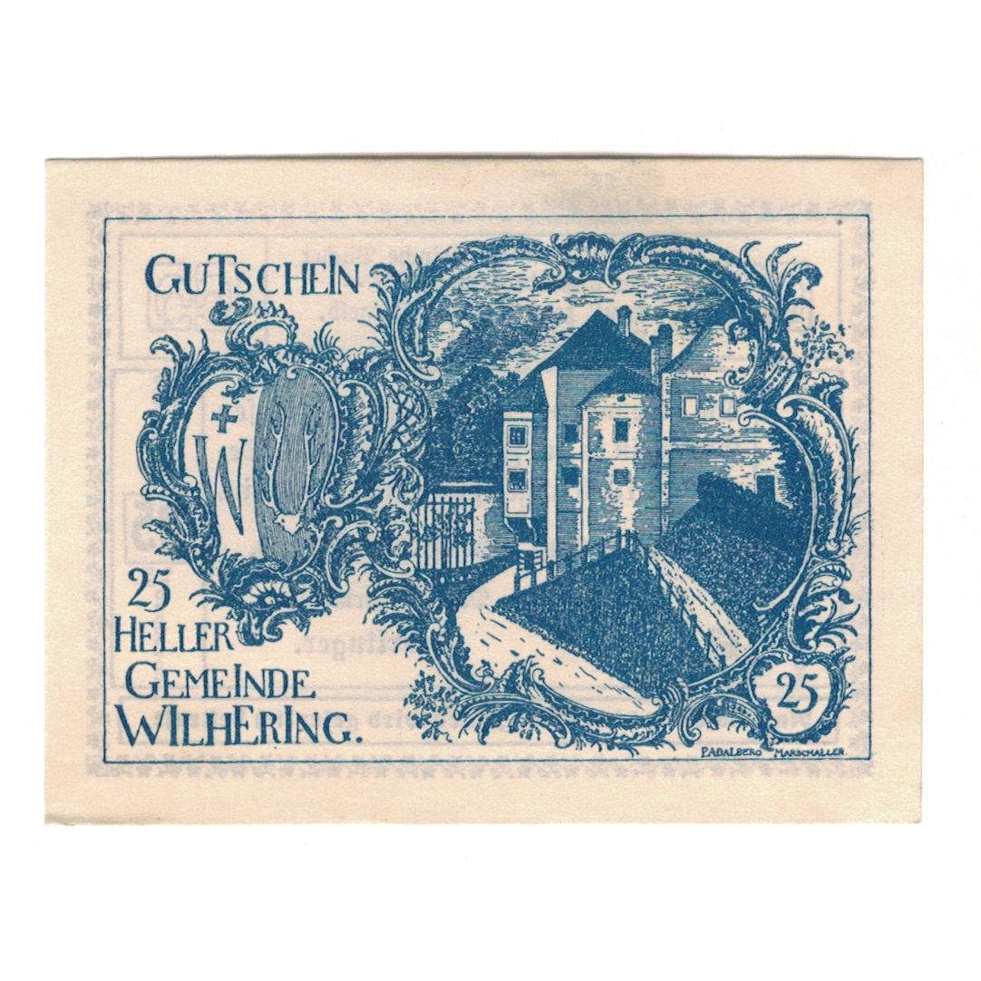 Billete, Austria, Wilhering O.Ö. Gemeinde, 25 Heller, texte 1, 1920