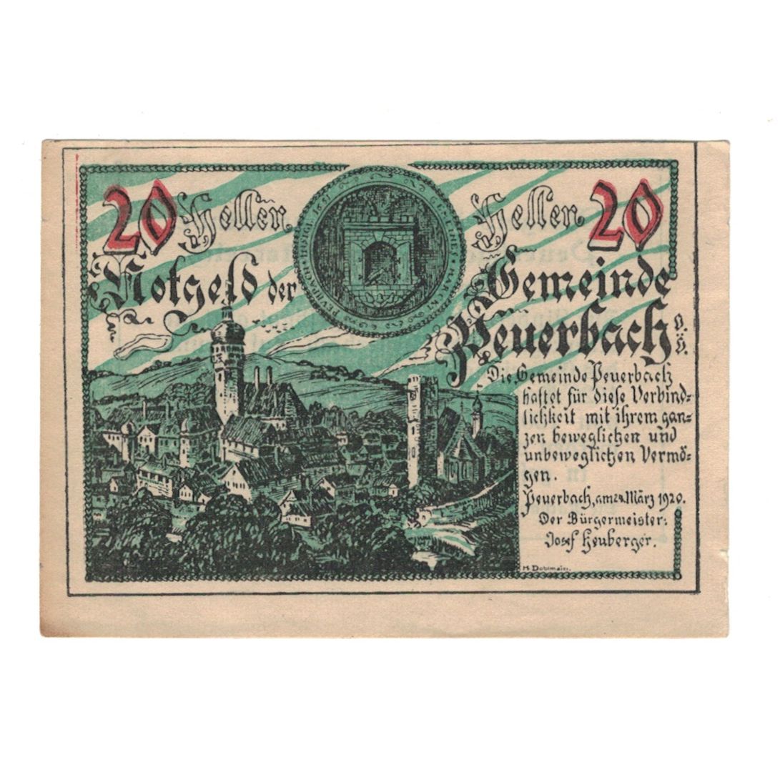 [#323912] Banknote, Austria, Peuerbach O.Ö. Marktgemeinde, 20 Heller, Texte, 192