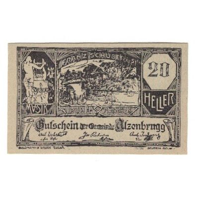 Billete, Austria, Atzenbrugg N.Ö. Ortsgemeinde, 20 Heller, Texte, 1920