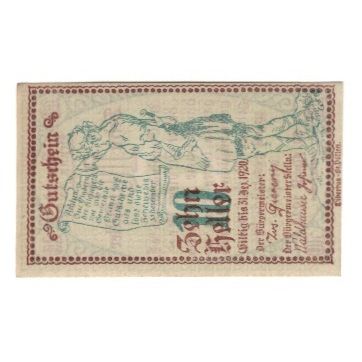Billete, Austria, Brunn an der Erlauf Gemeinde, 10 Heller, Texte 2, 1920