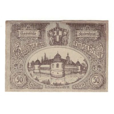 Billete, Austria, Aistersheim O.Ö. Gemeinde, 50 Heller, Batiment, 1921