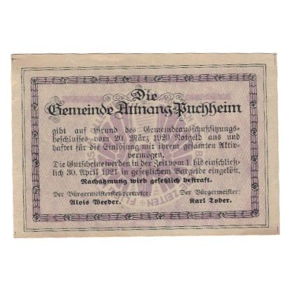 Billete, Austria, Attnang-Puchheim O.Ö. Gemeinde, 50 Heller, Texte, 1921