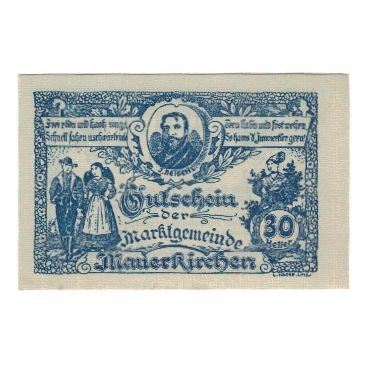 Billete, Austria, Mauerkirchen O.Ö. Gemeinde, 30 Heller, Texte, 1920