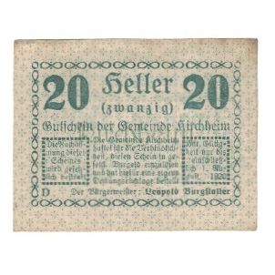 Billete, Austria, Kirchheim O.Ö. Gemeinde, 20 Heller, texte 1, 1920