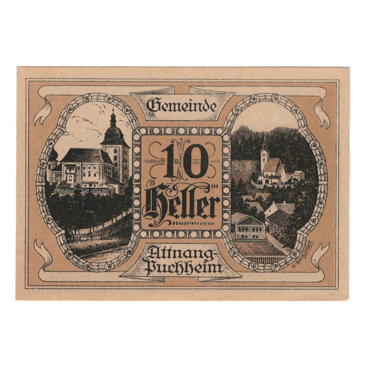 Billete, Austria, Attnang-Puchheim O.Ö. Gemeinde, 10 Heller, Texte, 1921