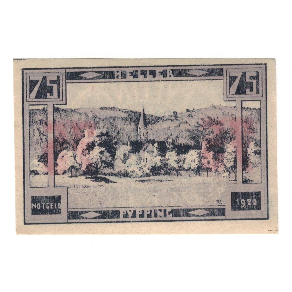 Billete, Austria, Pupping O.Ö. Gemeinde, 75 Heller, eglise 2, EBC, Mehl:FS
