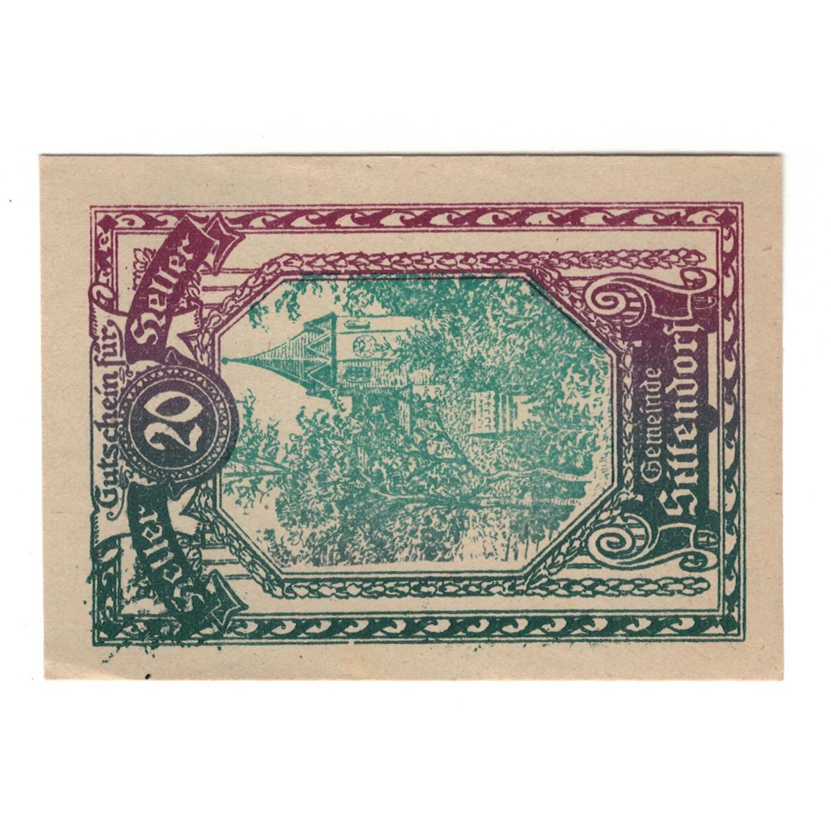 Billete, Austria, Sittendorf N.Ö. Gemeinde, 20 Heller, Texte, EBC, Mehl:FS 1001