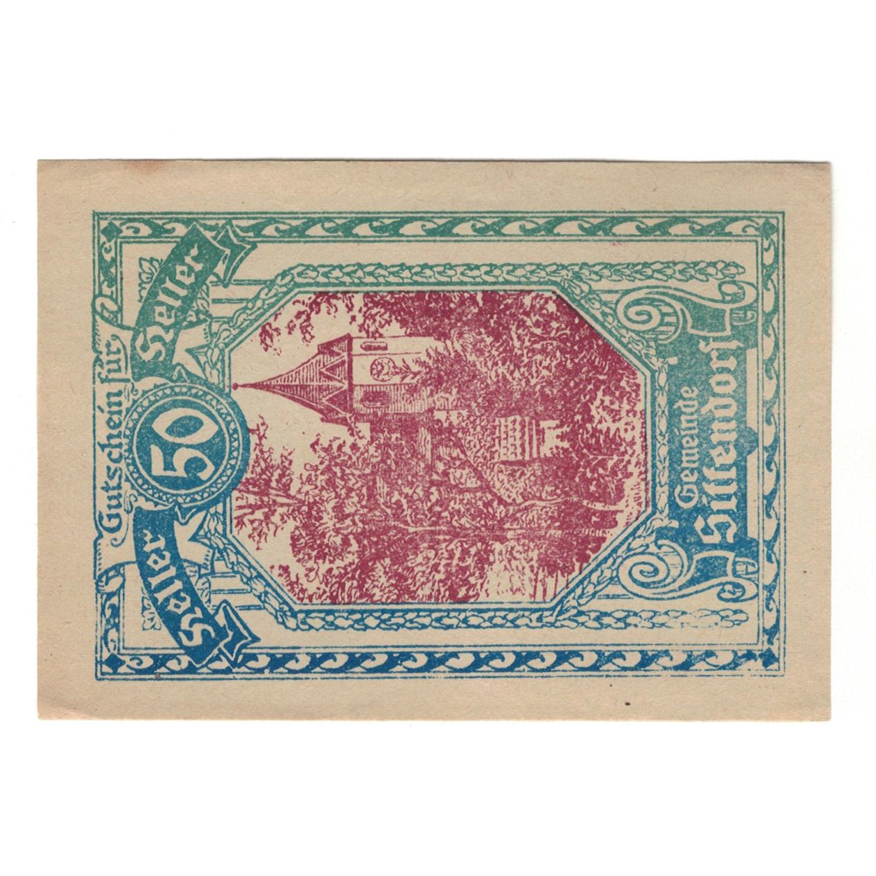 Billete, Austria, Sittendorf N.Ö. Gemeinde, 50 Heller, Texte, EBC, Mehl:FS 1001