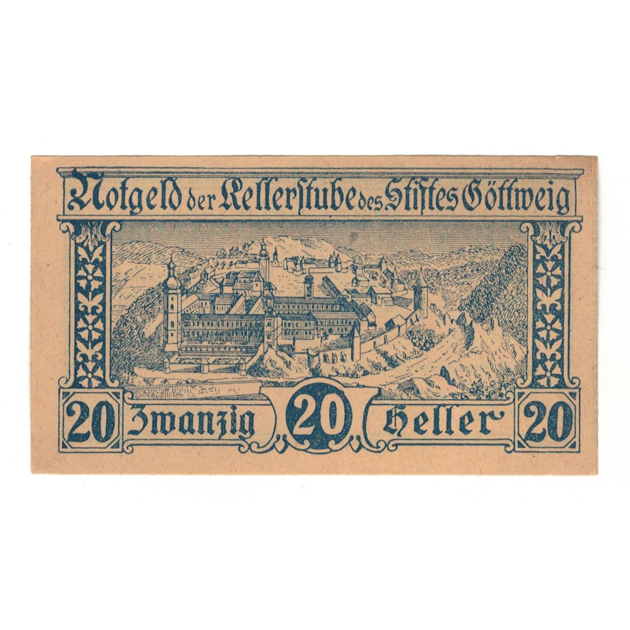 Billete, Austria, Göttweig N.Ö. Prv. Kellerstube Göttweig, 20 Heller, texte