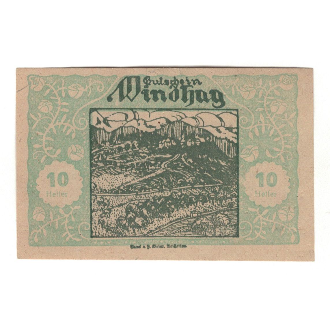 Billete, Austria, Windhag bei Waidhofen an der Ybbs N.Ö. Gemeinde, 10 Heller