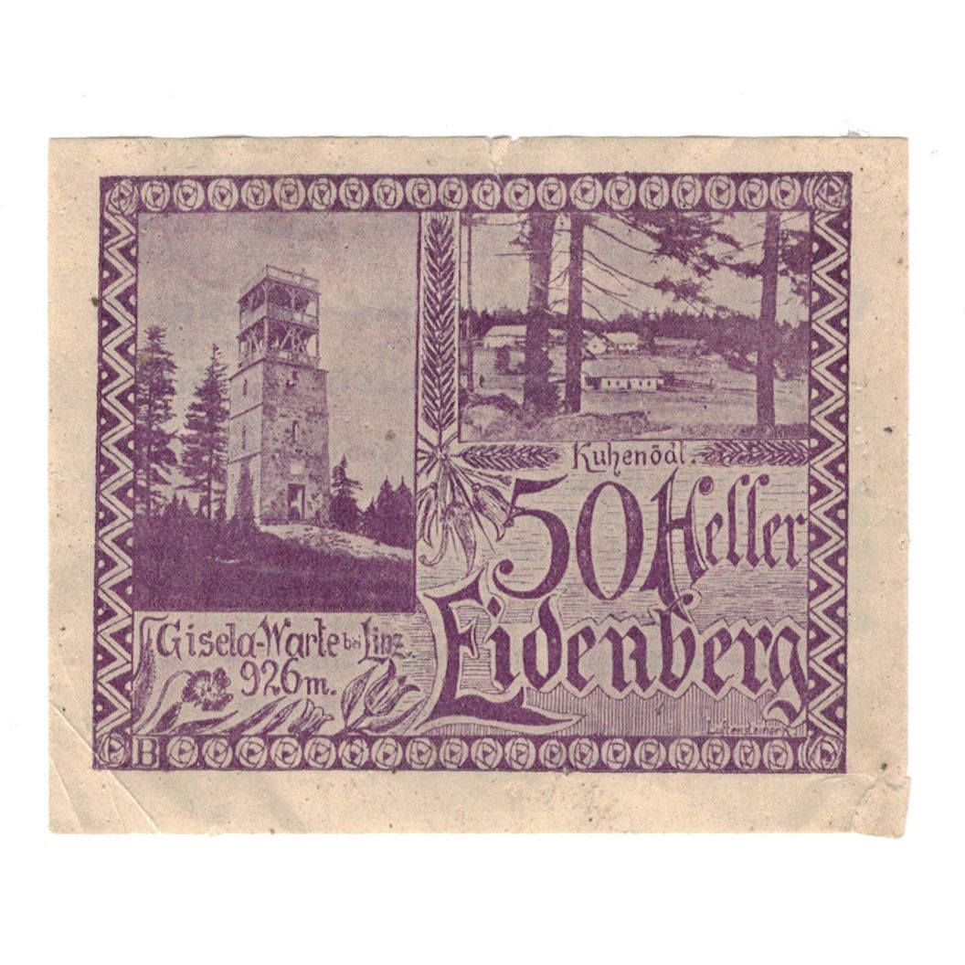Billete, Austria, Eidenberg O.Ö. Gemeinde, 50 Heller, Texte, 1920, 1920-10-31