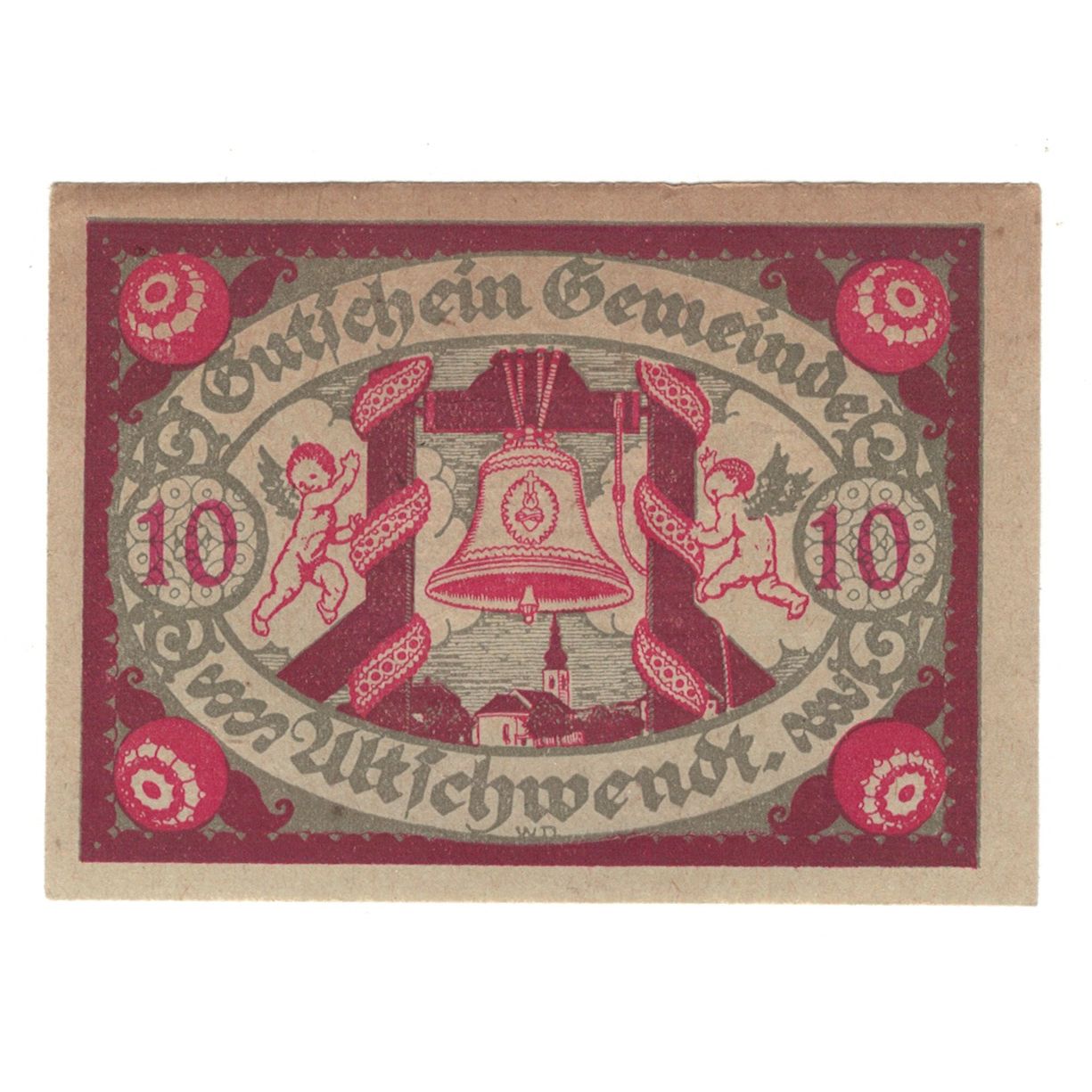 Billete, Austria, Altschwendt O.Ö. Gemeinde, 10 Heller, cloche, 1920