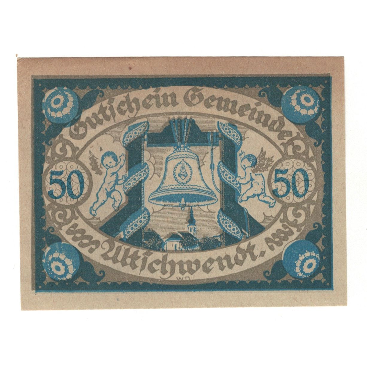 Billete, Austria, Altschwendt O.Ö. Gemeinde, 50 Heller, cloche, 1920