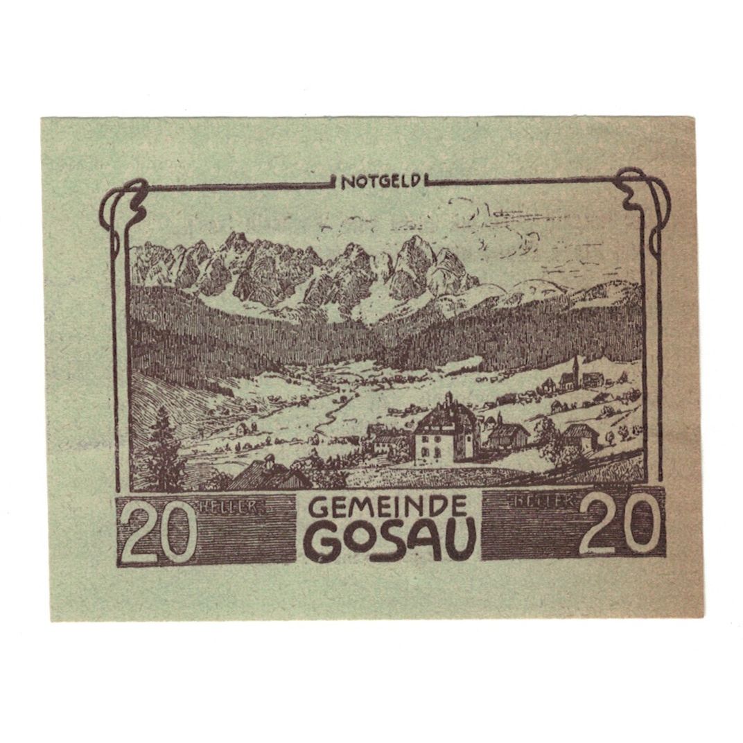 Billete, Austria, Gosau O.Ö. Gemeinde, 20 Heller, Texte, 1920, 1920-05-08, EBC