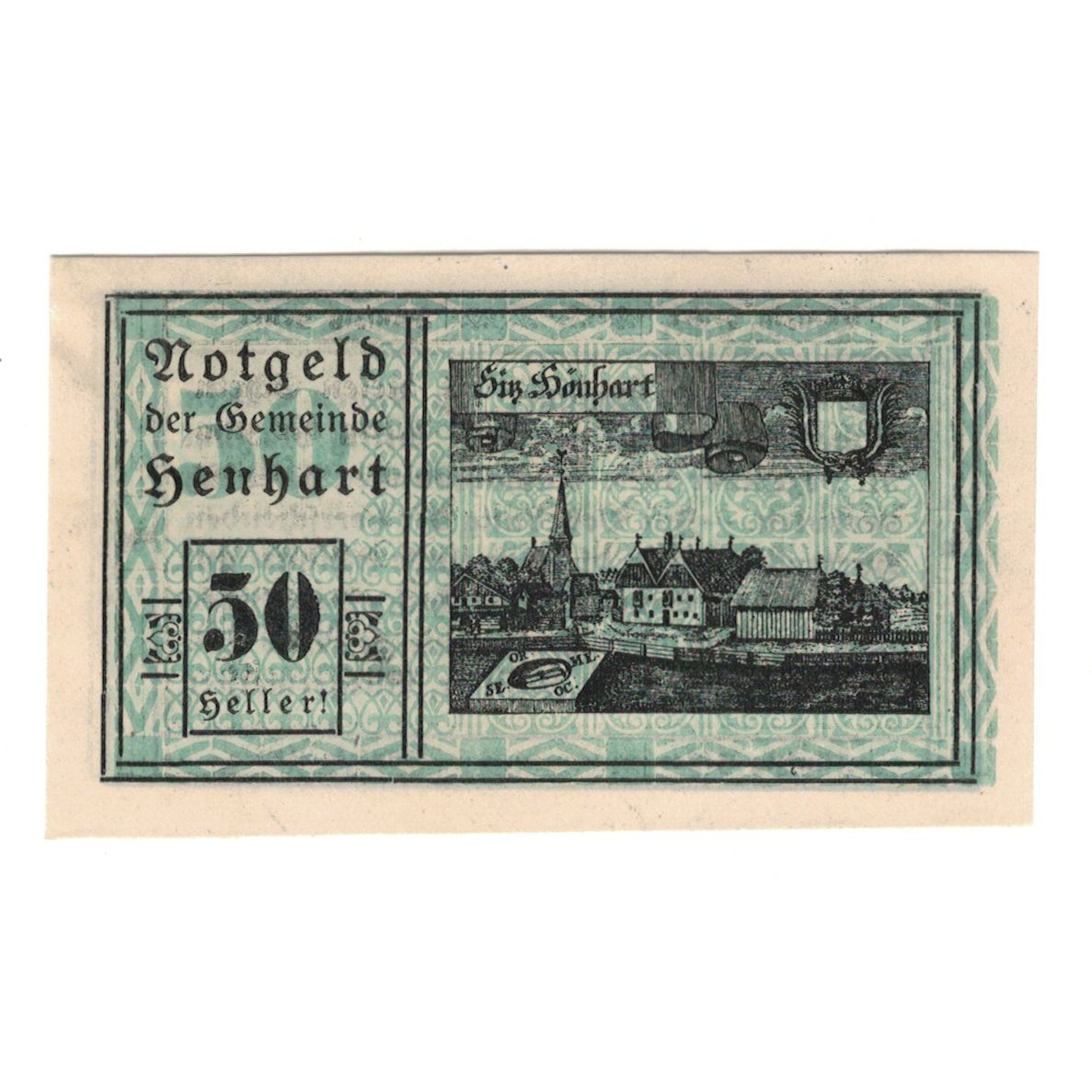 Billete, Austria, Henhart O.Ö. Gemeinde, 50 Heller, Texte, 1920, 1920-12-31