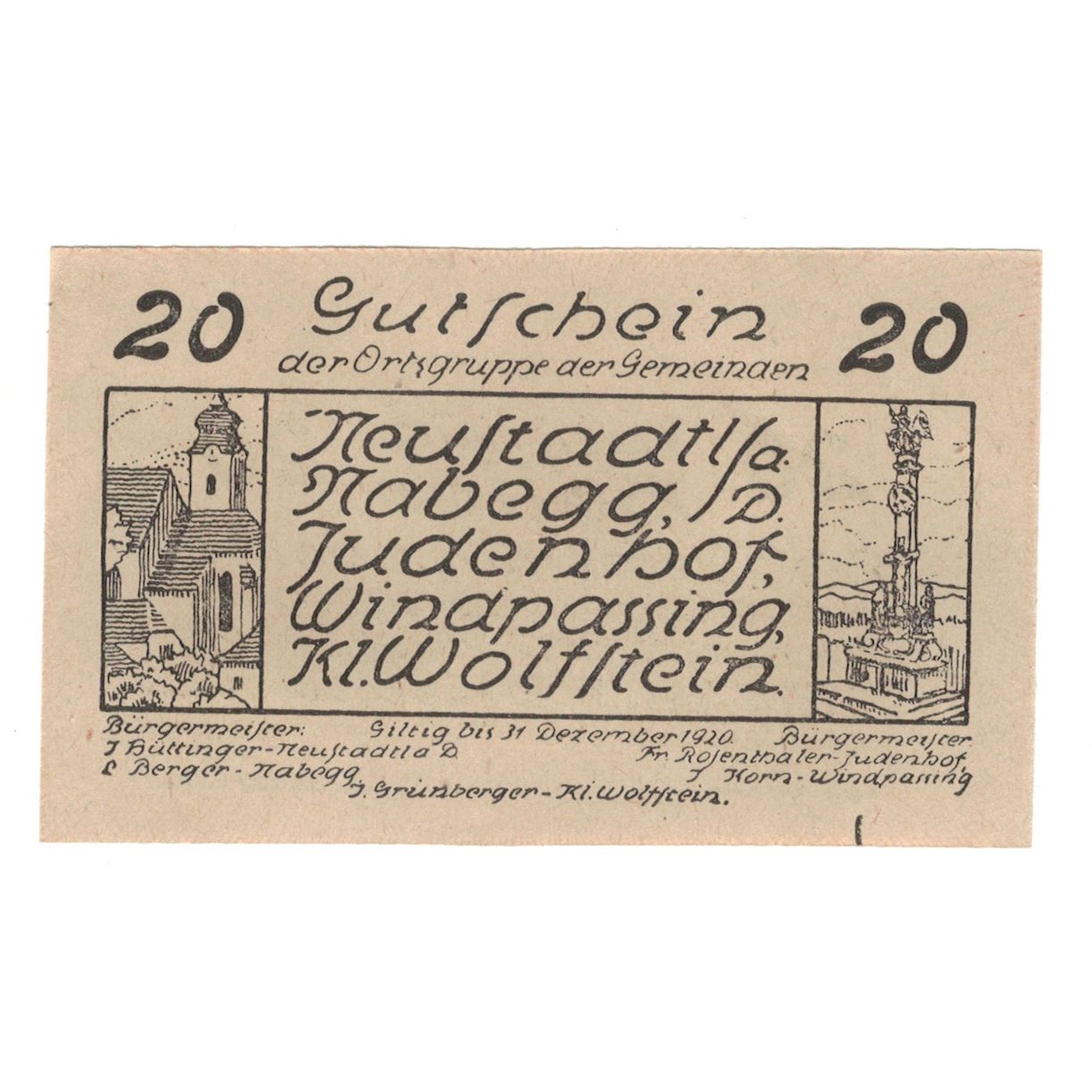 Billete, Austria, Neustadtl A/D, Nabegg, Judenhof, Windpassing, Kl. Wolfstein