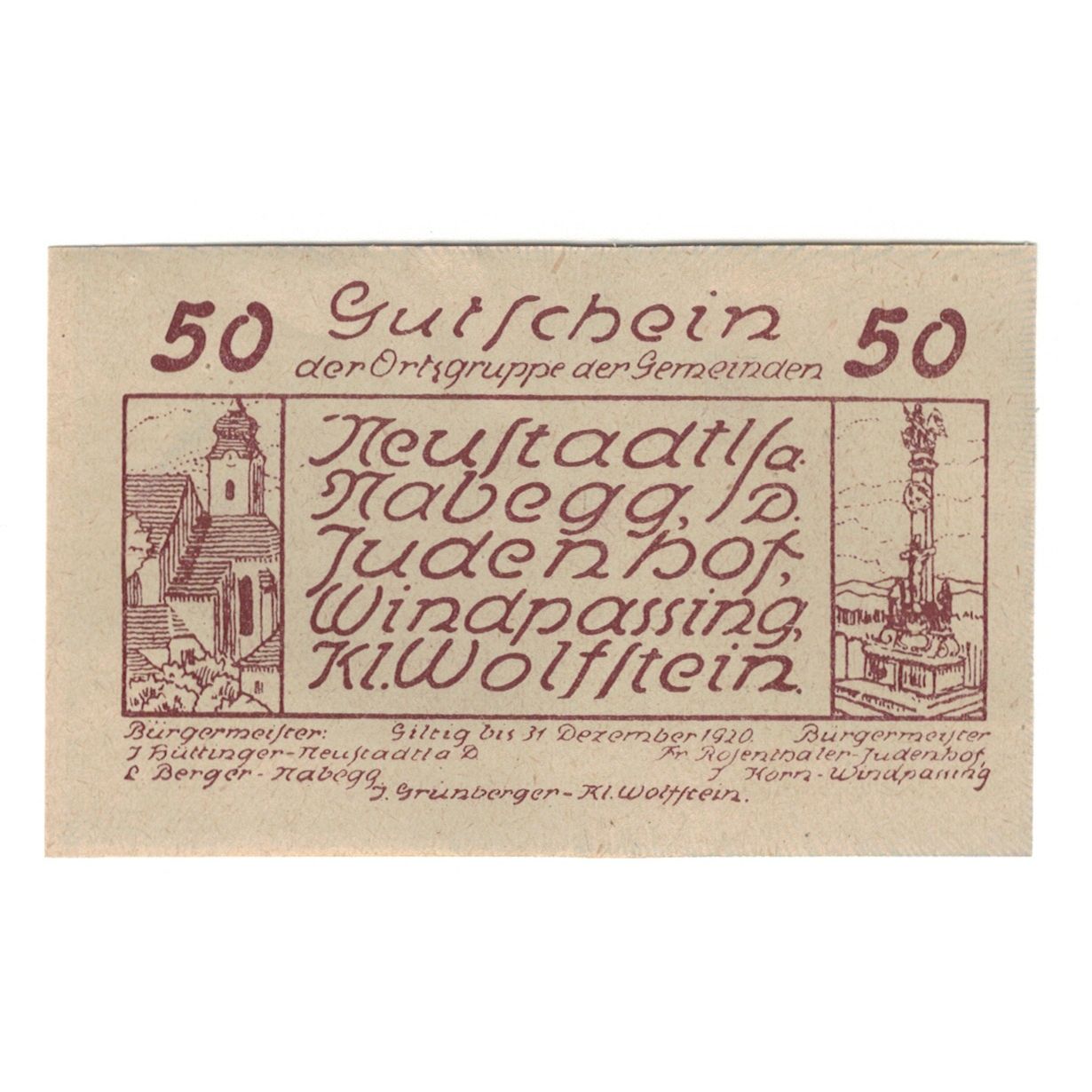 Billete, Austria, Neustadtl A/D, Nabegg, Judenhof, Windpassing, Kl. Wolfstein